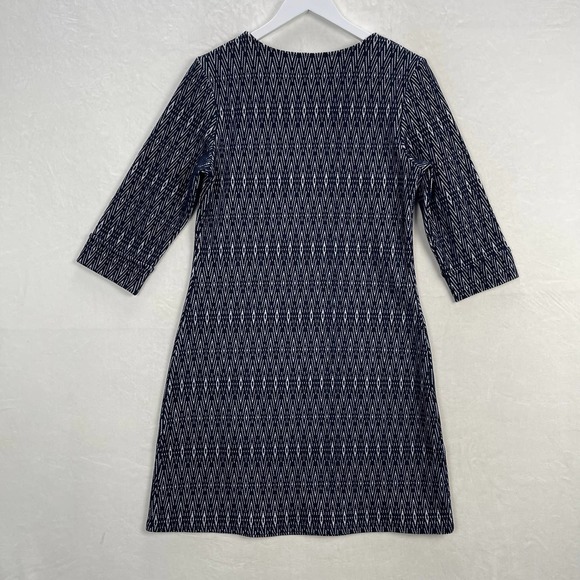 Anthropologie Aryeh Stretch Black Sheath Dress Geometric Pattern ¾ Sleeve Medium - Picture 11 of 14